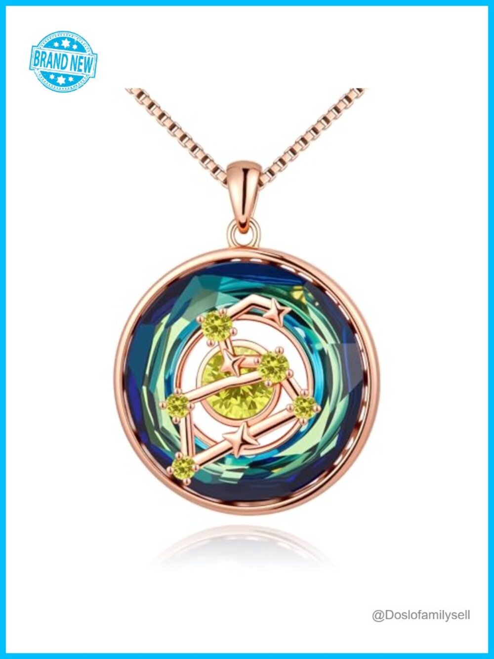 S925 Sterling Silver Leo Zodiac Birthstone Necklace Peridot Pendant